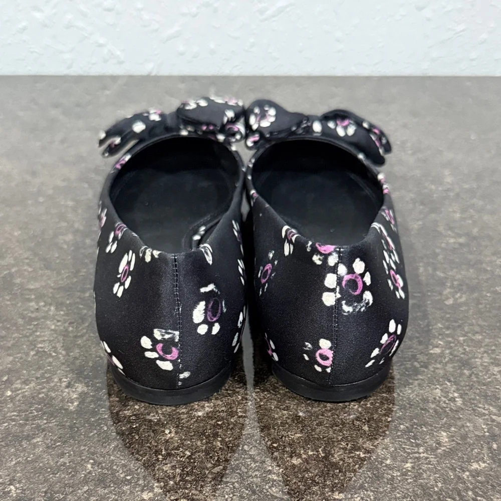 Tory Burch Rosalind Black‎ Floral Print Pointed Toe Flats Size 7M